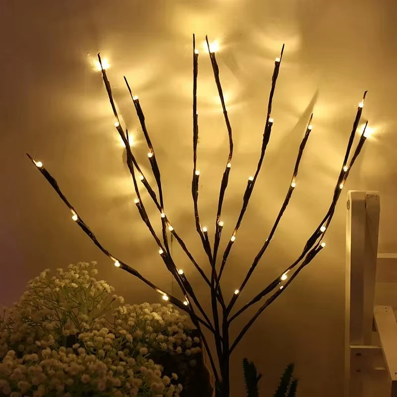 LED White Birch Branch Fairy Lights - Festive Garland for Christmas, Weddings, and Dinner Table Decor
