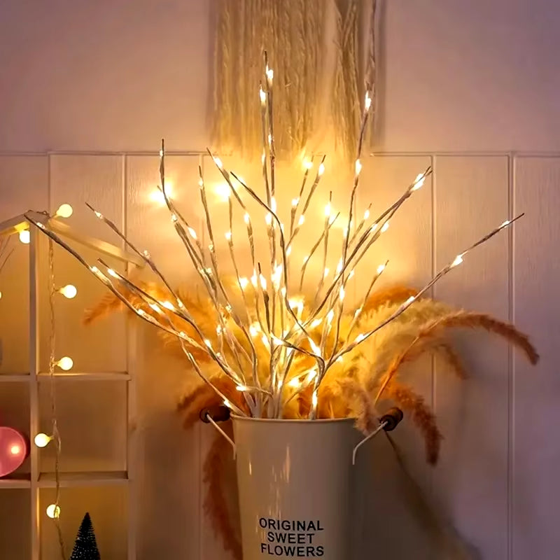 LED White Birch Branch Fairy Lights - Festive Garland for Christmas, Weddings, and Dinner Table Decor