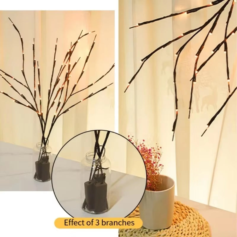 LED White Birch Branch Fairy Lights - Festive Garland for Christmas, Weddings, and Dinner Table Decor