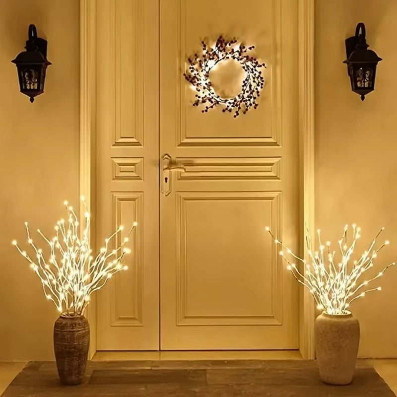 LED White Birch Branch Fairy Lights - Festive Garland for Christmas, Weddings, and Dinner Table Decor